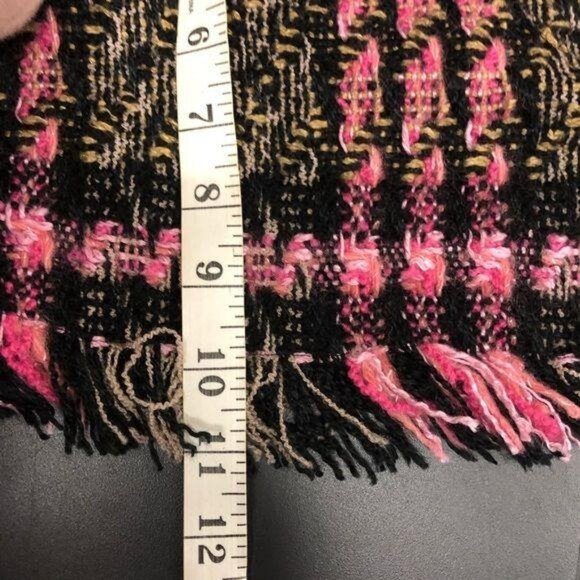 Tanner Wool Blend Fringed Pink Gray and Black Winter Plaid Scarf - Picture 7 of 7